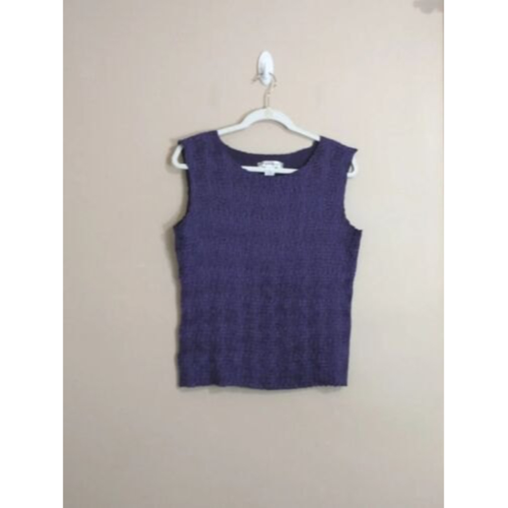 Vintage 90s Y2K Rafael Womens Purple Crinkle Blouse Size Large Purple